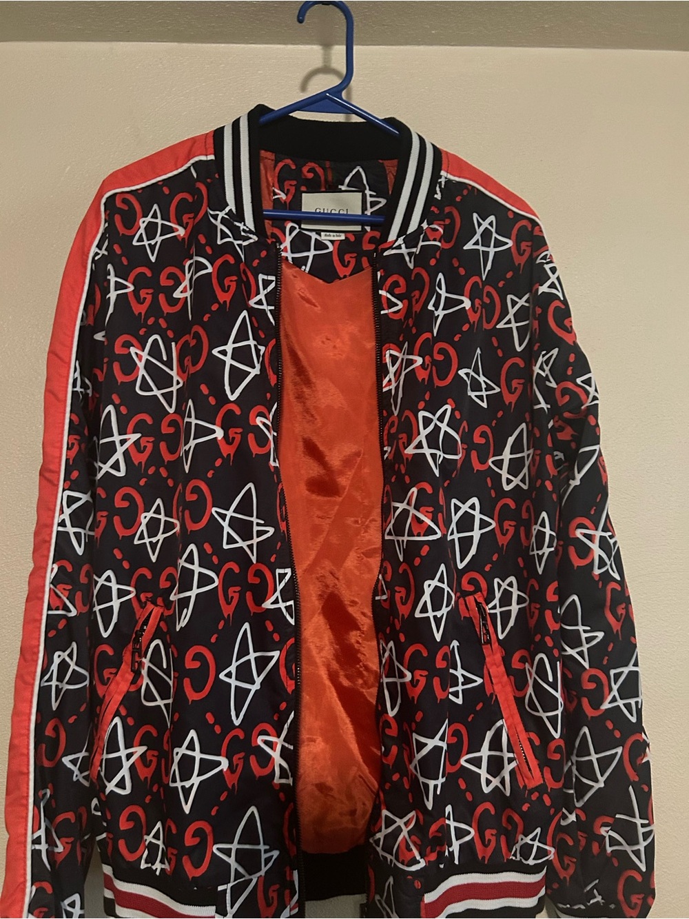 Gucci Black Jacket with Red and White Star Logo Print